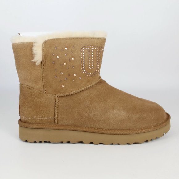 NEW UGG Classic Rhinestone Lined Mini Boot - Picture 3 of 13